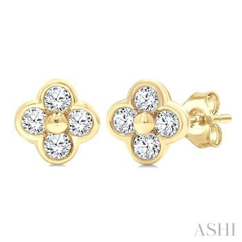 10 Karat Button Diamond Earrings
