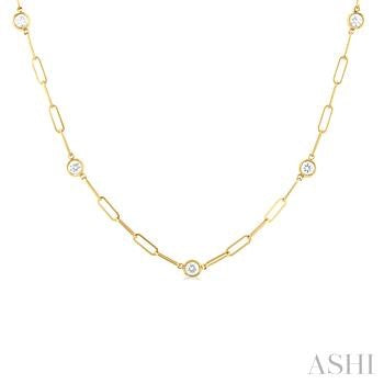 14K Yellow Gold Station Diamond Pendant