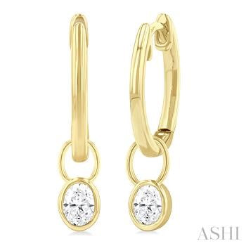 14K Yellow Gold Small Hoop Diamond Earrings