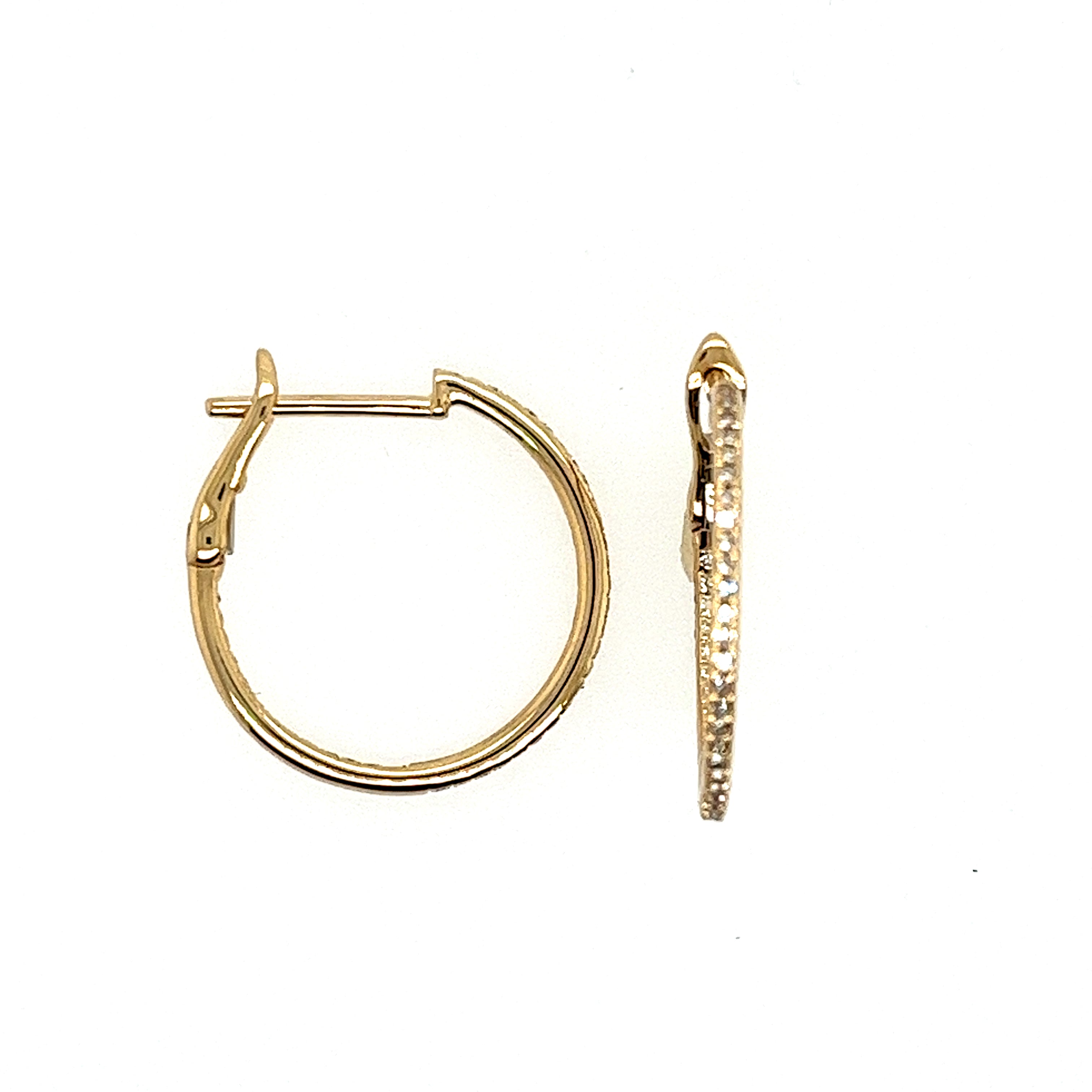 14K Yellow Gold Small Hoop Diamond Earrings