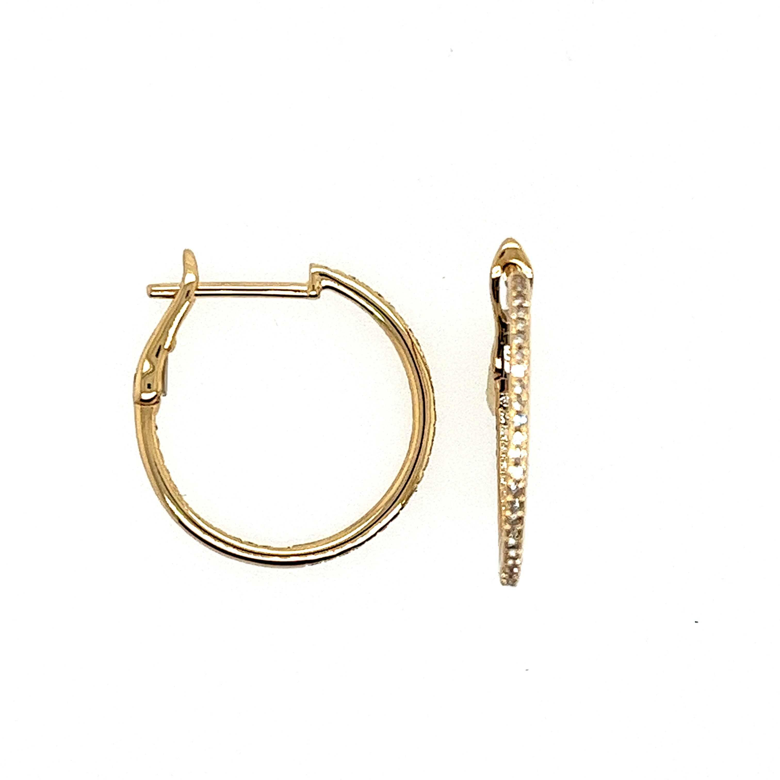 14K Yellow Gold Small Hoop Diamond Earrings - Shy Creation