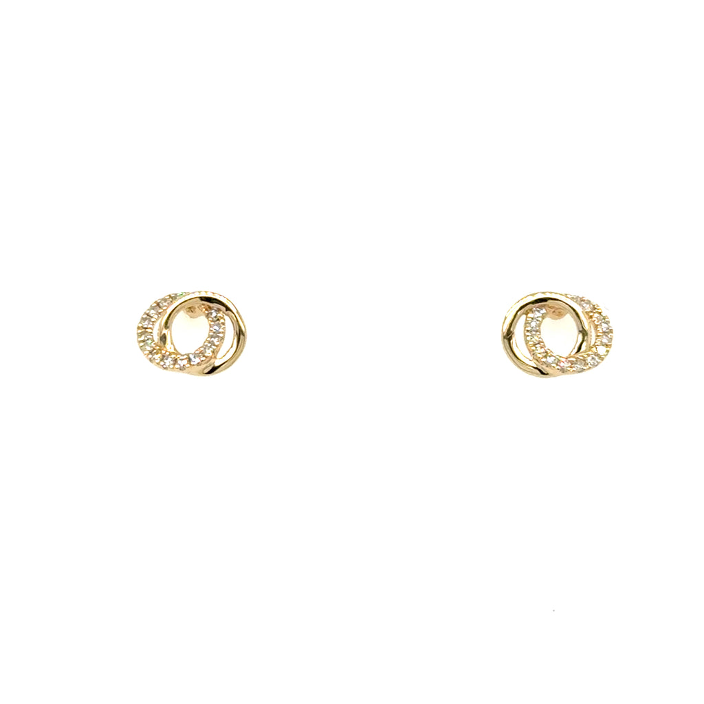 14K Yellow Gold Button Diamond Earrings