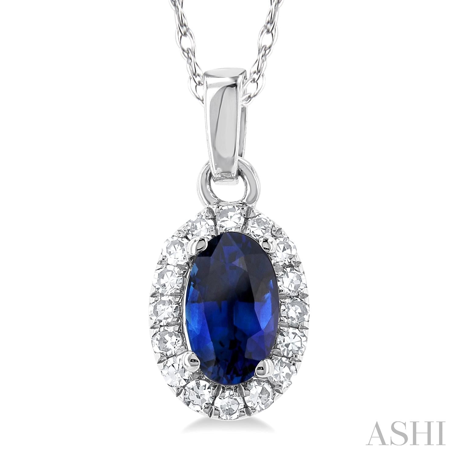 10K White Gold Sapphire Pendant