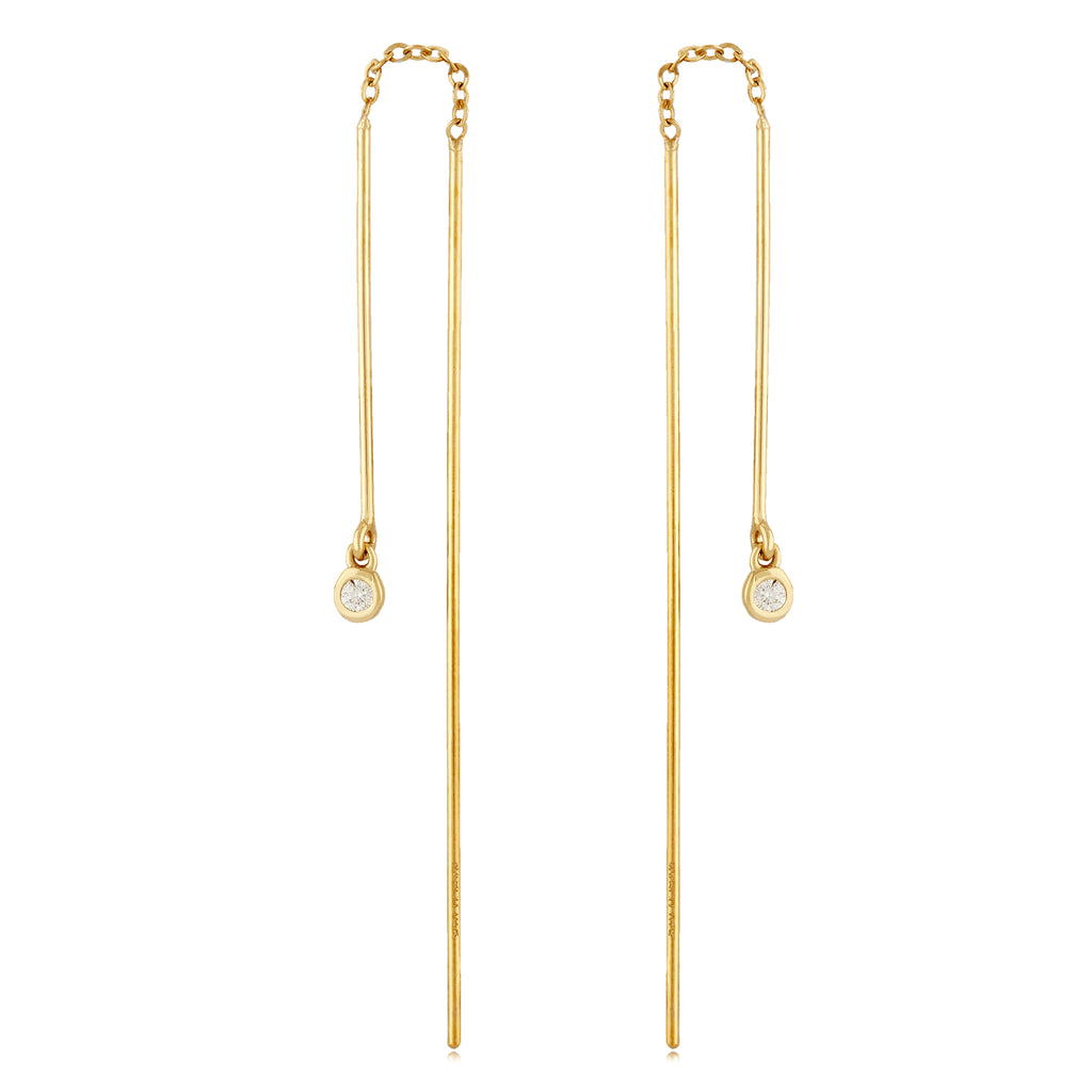 14K Yellow Gold Threader Diamond Earrings