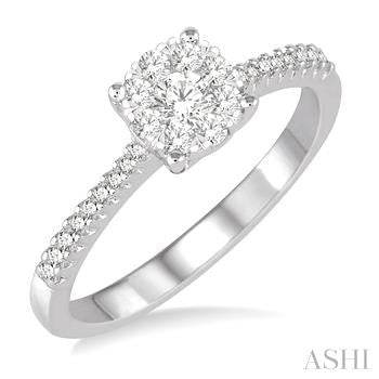 14k White Gold Lovebright Round Diamond Engagement Ring