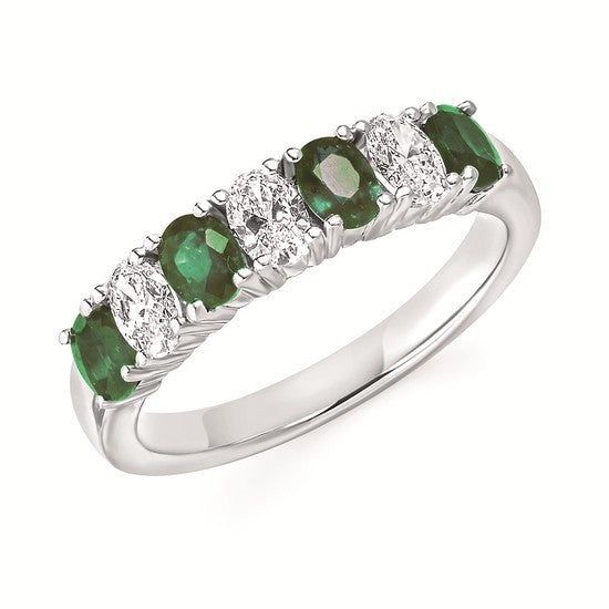 14k White Gold Emeralds Ring
