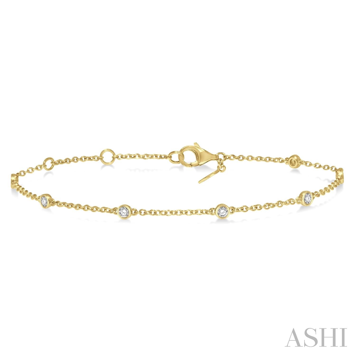 14K Yellow Gold Diamond Station Bracelet
