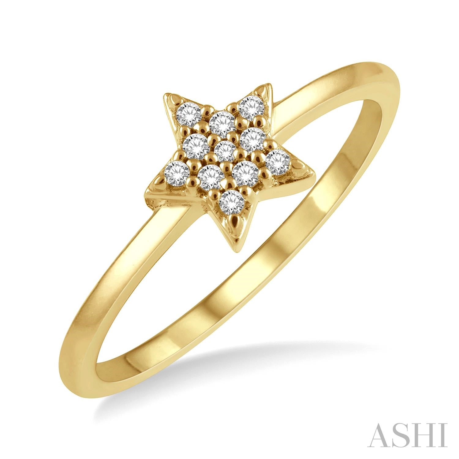 10K Yellow Gold Star Diamond Fashion Ring