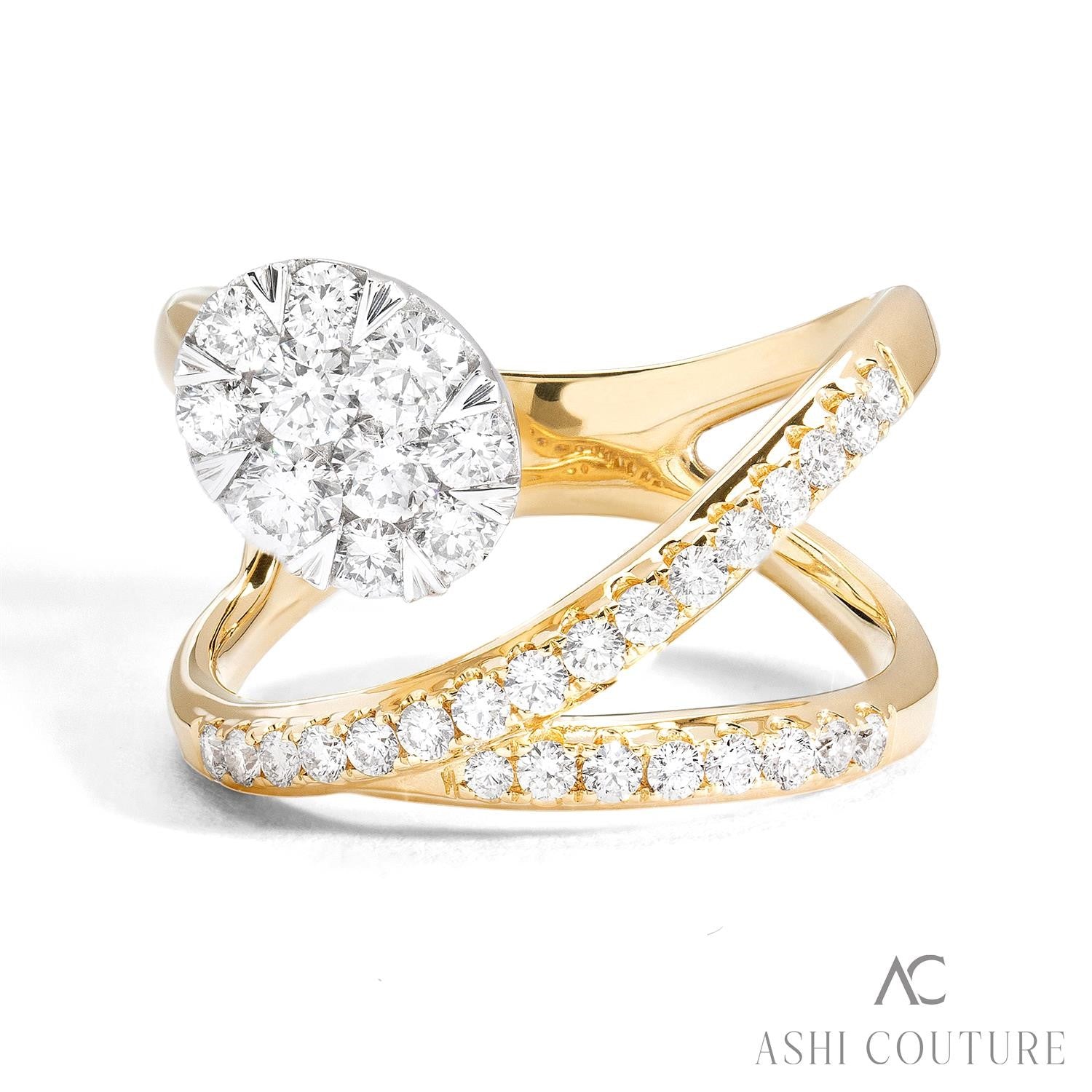 18K Yellow And White Gold Diamond Fashion Ring