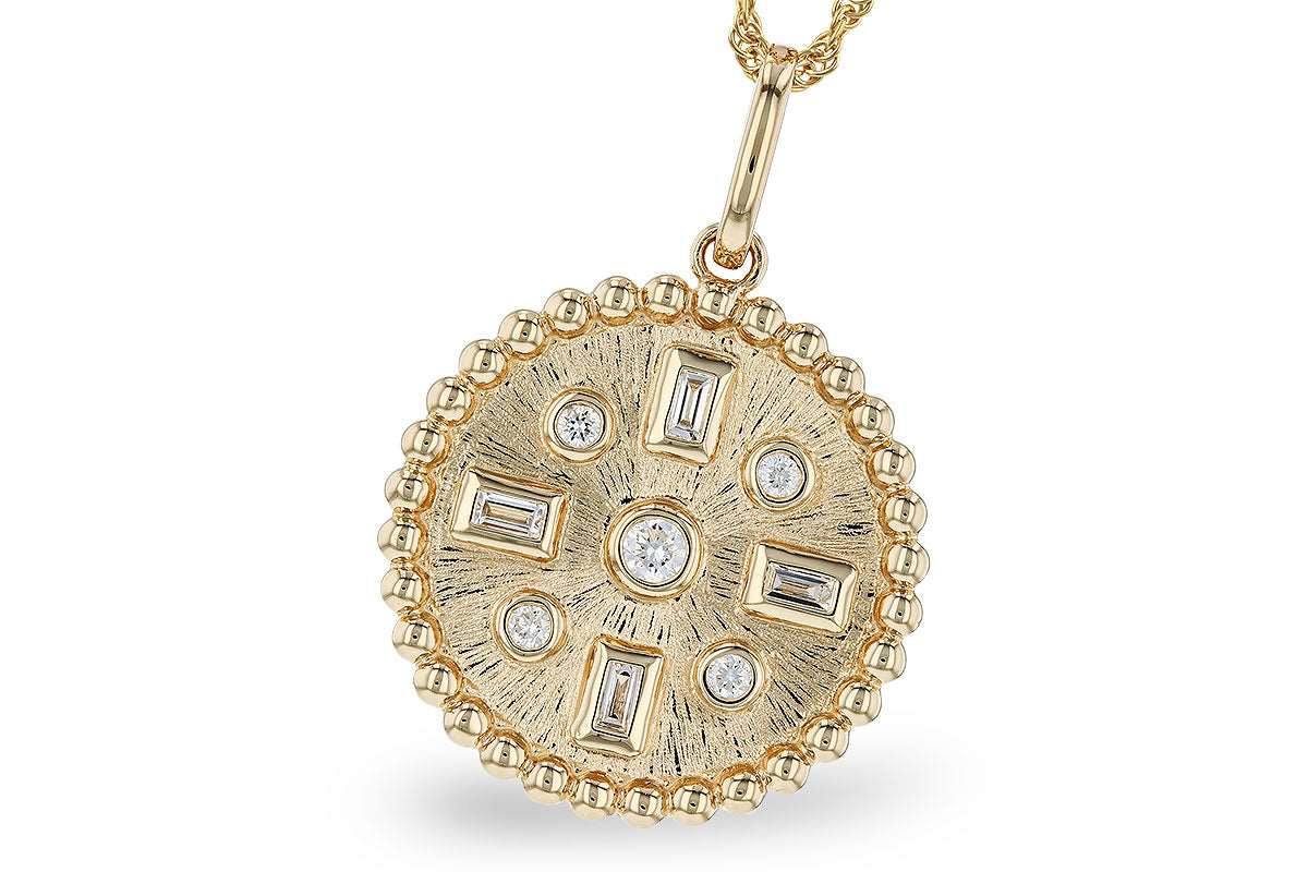 14K Yellow Gold Circle Diamond Pendant