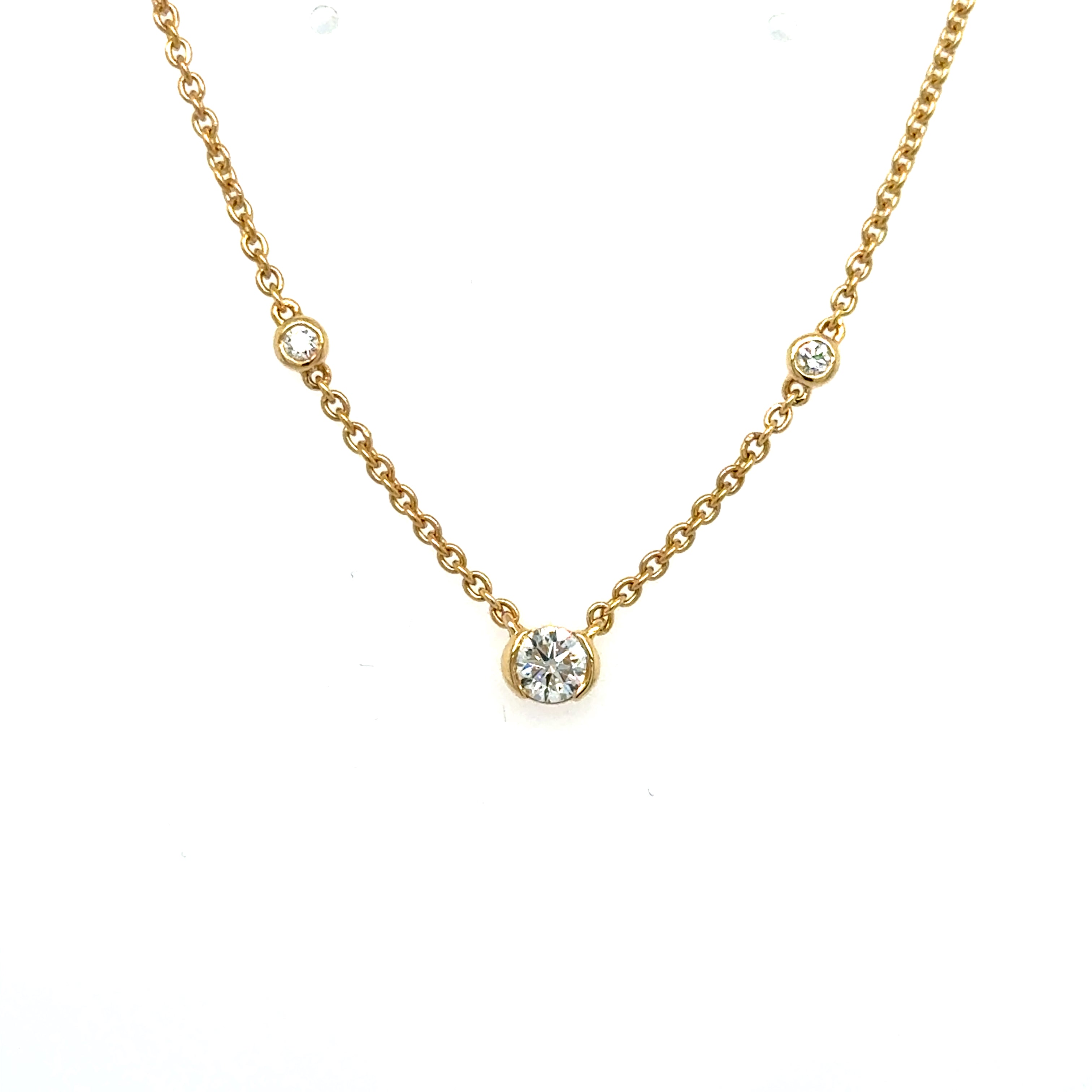 18K Yellow Gold 3 Stone Diamond Pendant