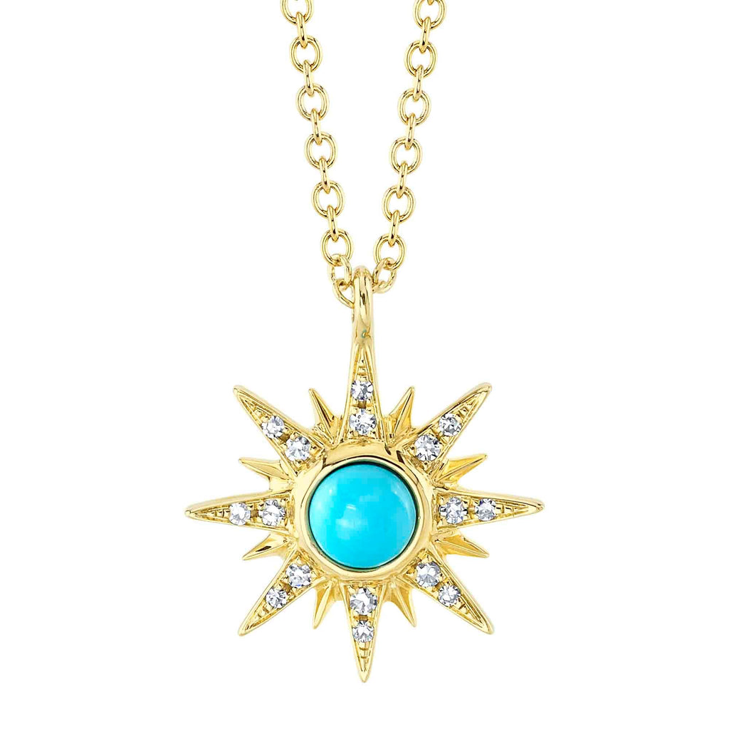 14K Yellow Gold Turquoise Necklace