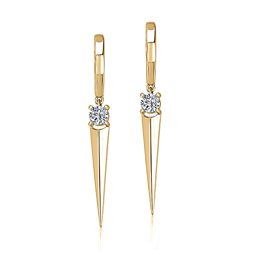 14K Yellow Gold Dangle Diamond Earrings