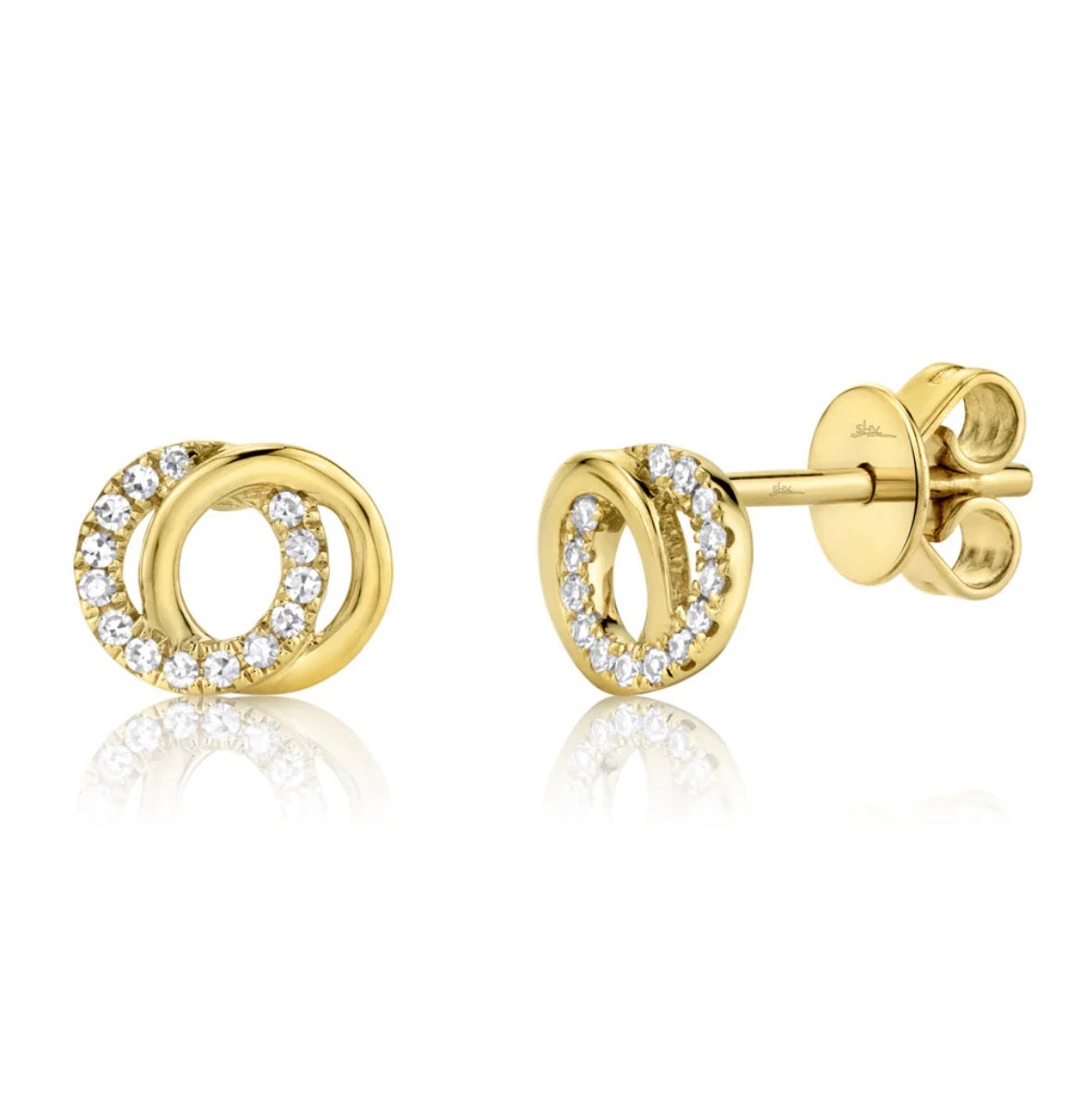 14K Yellow Gold Button Diamond Earrings