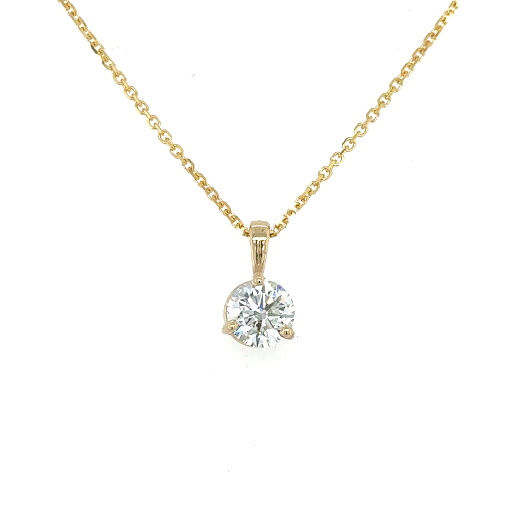 14K Yellow Gold Solitaire Diamond Pendant