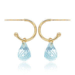 14K Yellow Gold Blue Topaz Earrings