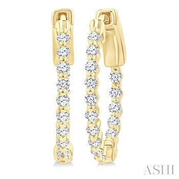 14 Karat Medium Hoop Diamond Earrings