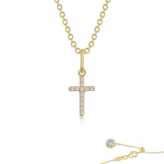 Gold Plated CZ Cross Necklace - Lafonn