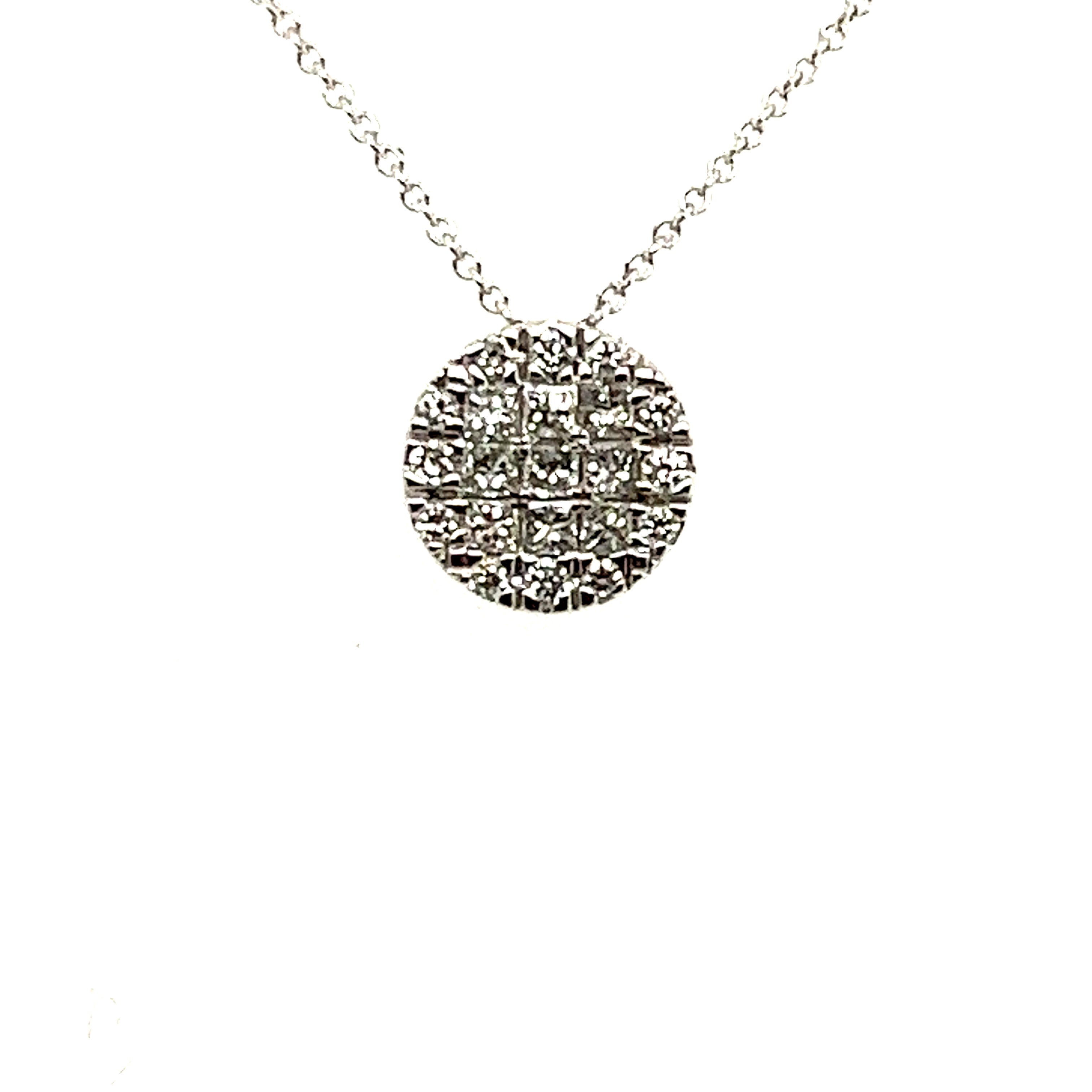 14k White Gold Circle Diamond Pendant