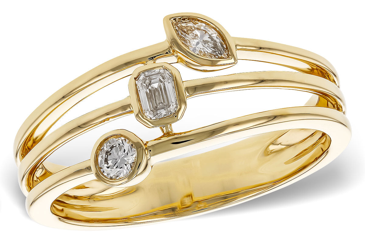 14 Karat 3 Stone Diamond Ring - Allison Kaufman
