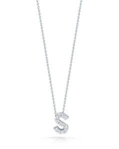 18k White Gold Letter S Diamond Necklace - Roberto Coin Inc