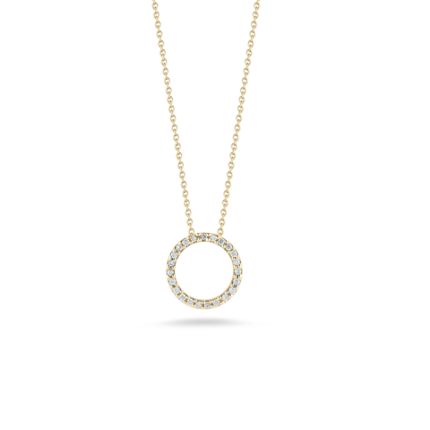 18K Yellow Gold Circle Diamond Pendant