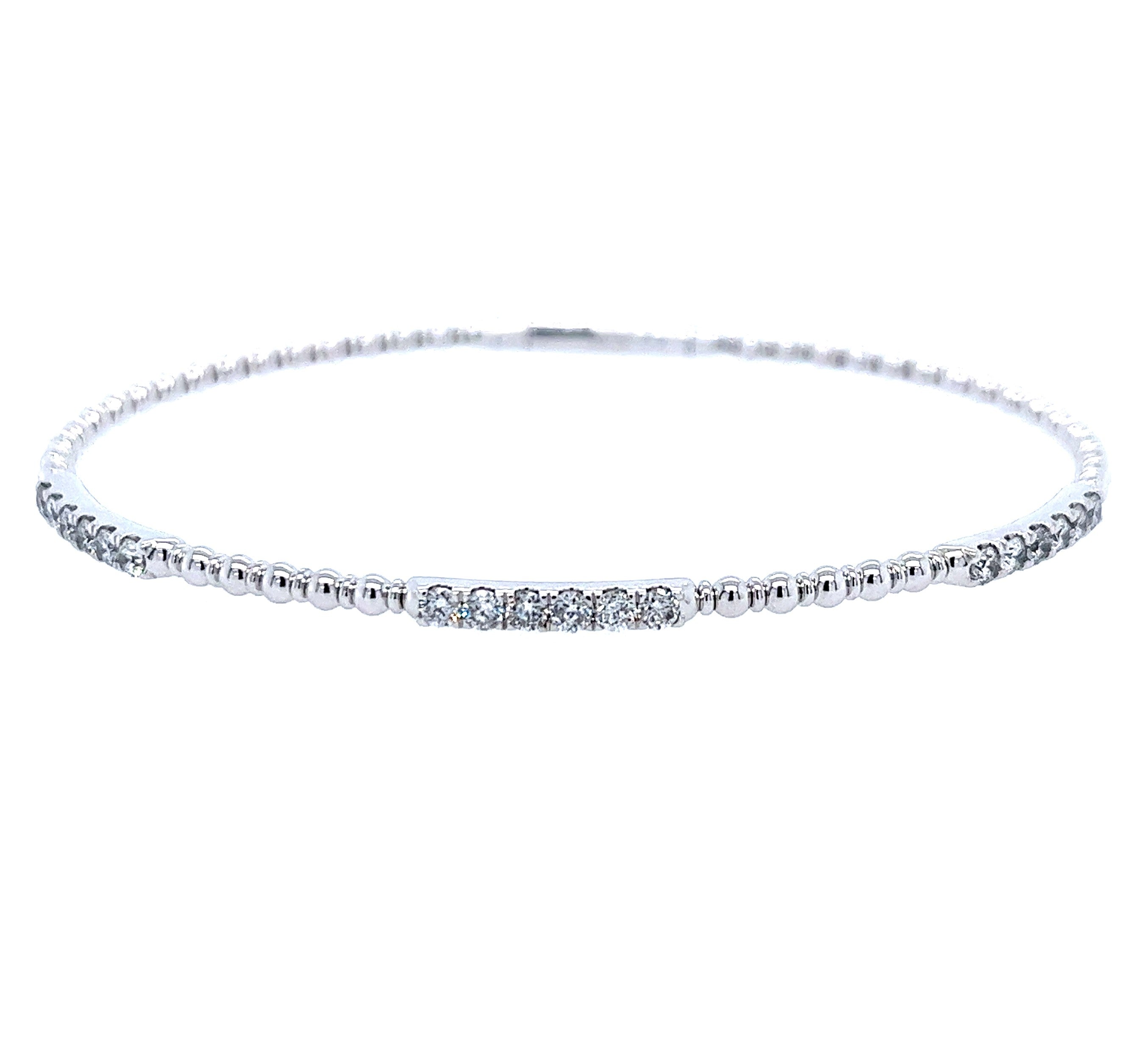 14k White Gold Diamond Bangle Bracelet