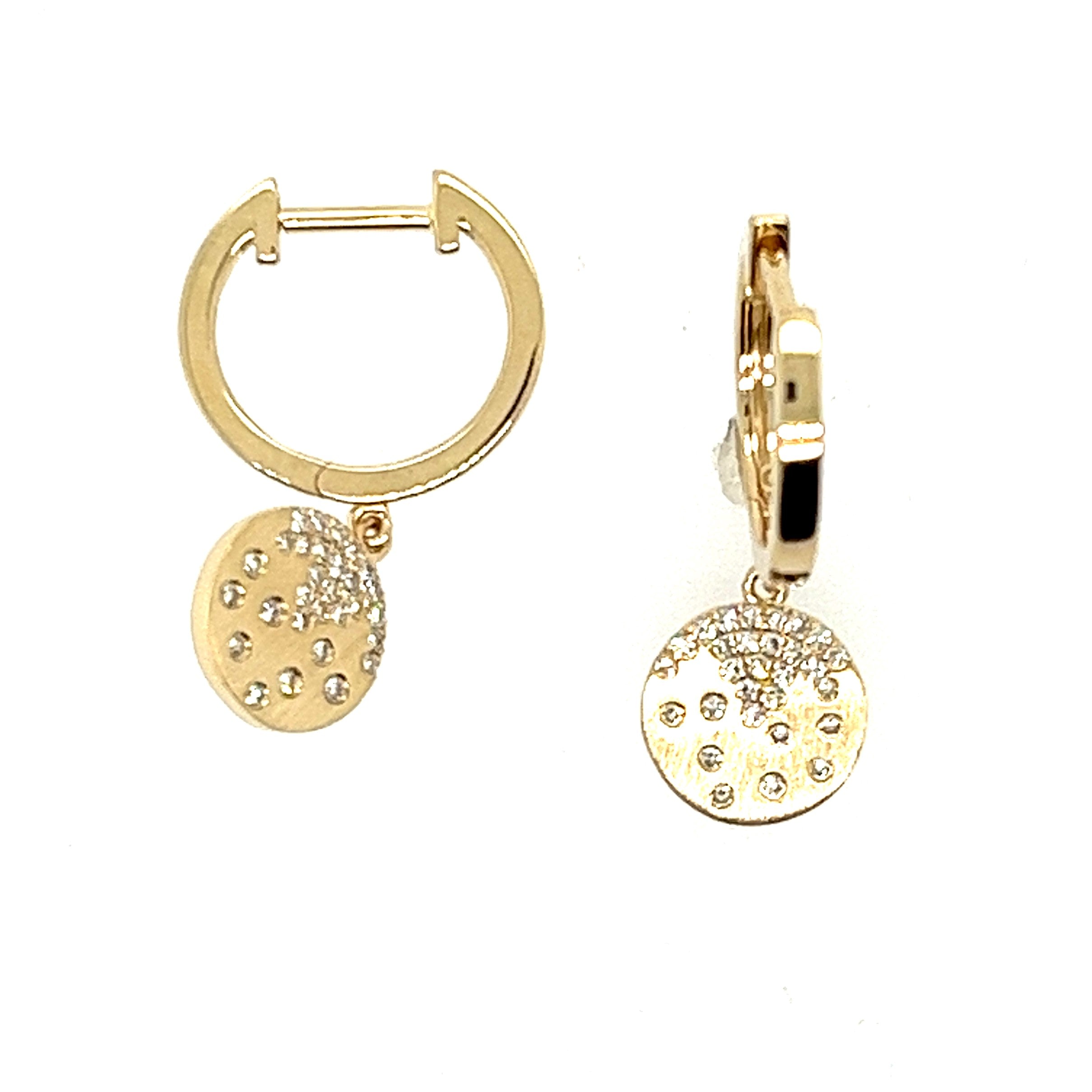 14K Yellow Gold Dangle Diamond Earrings