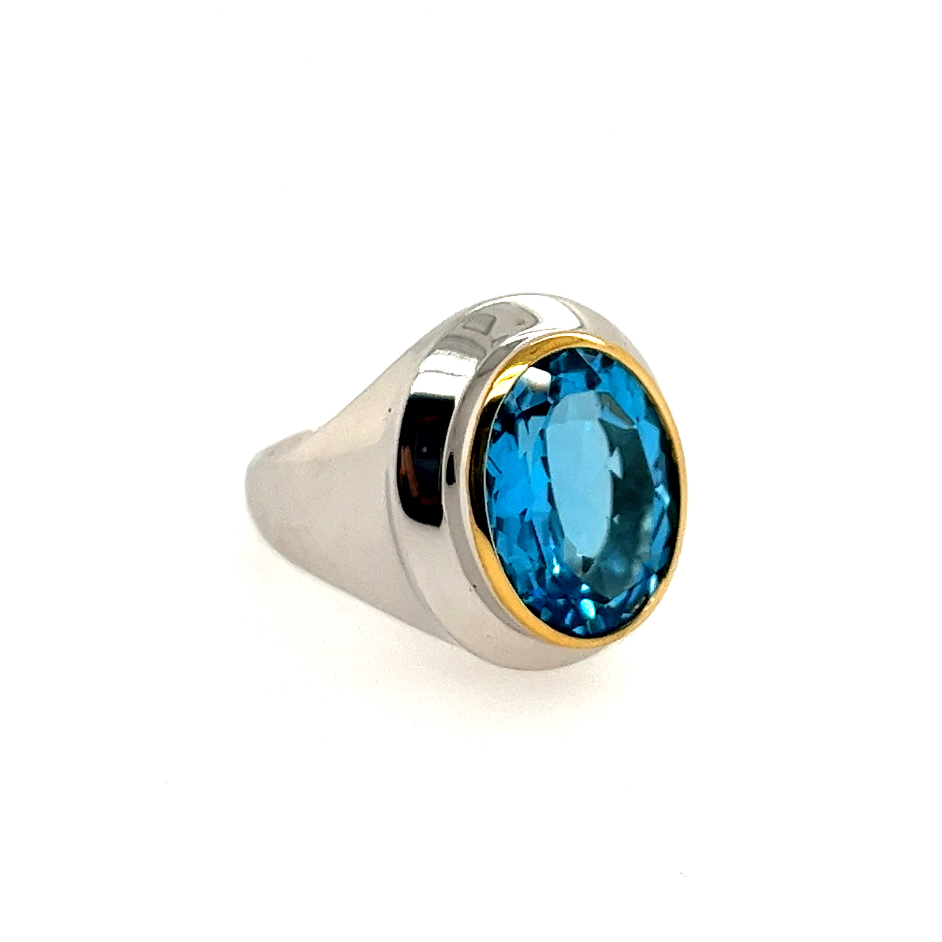 Sterling Silver And Gold Plated Blue Topaz Ring