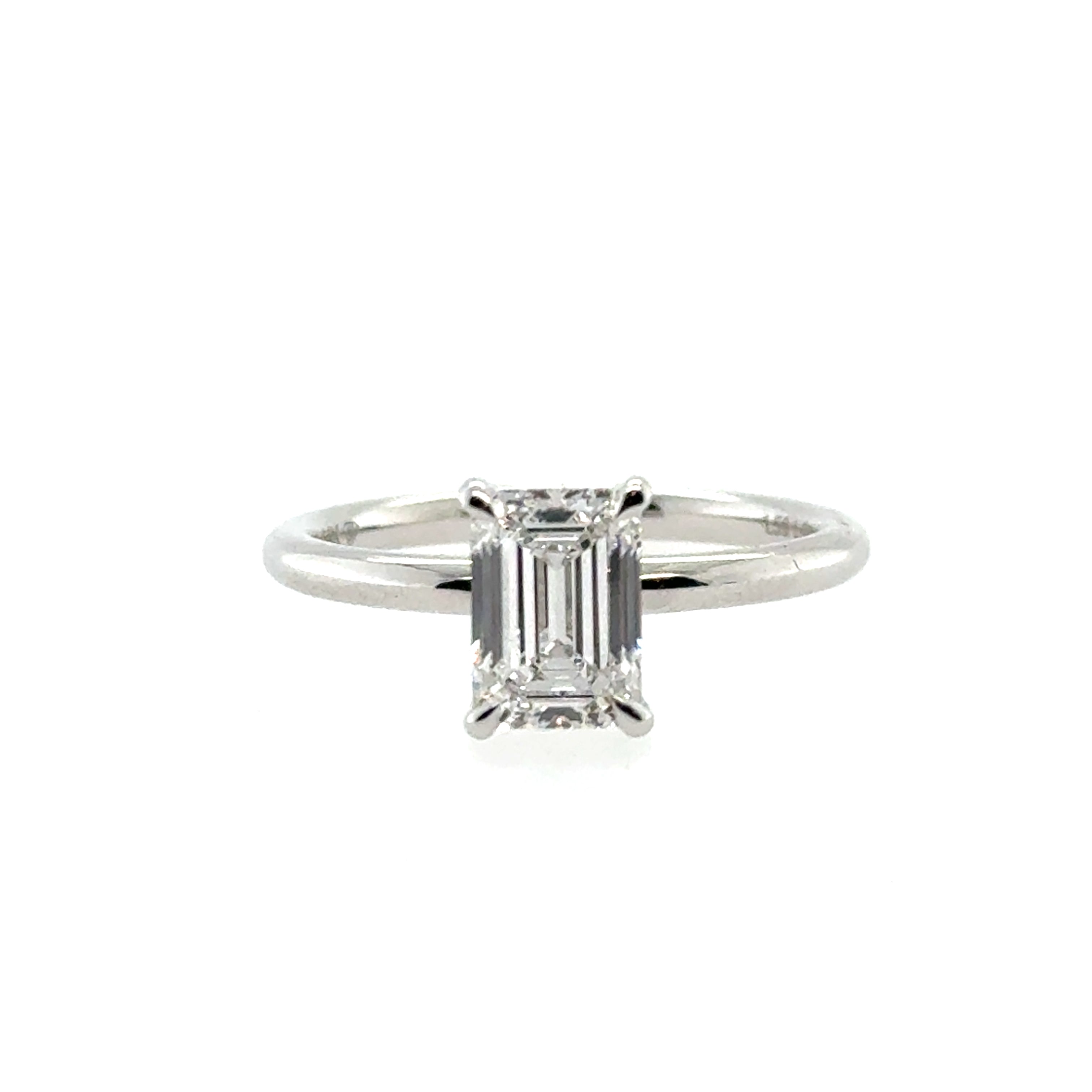 14 Karat Solitaire Emerald Cut Diamond Engagement Ring