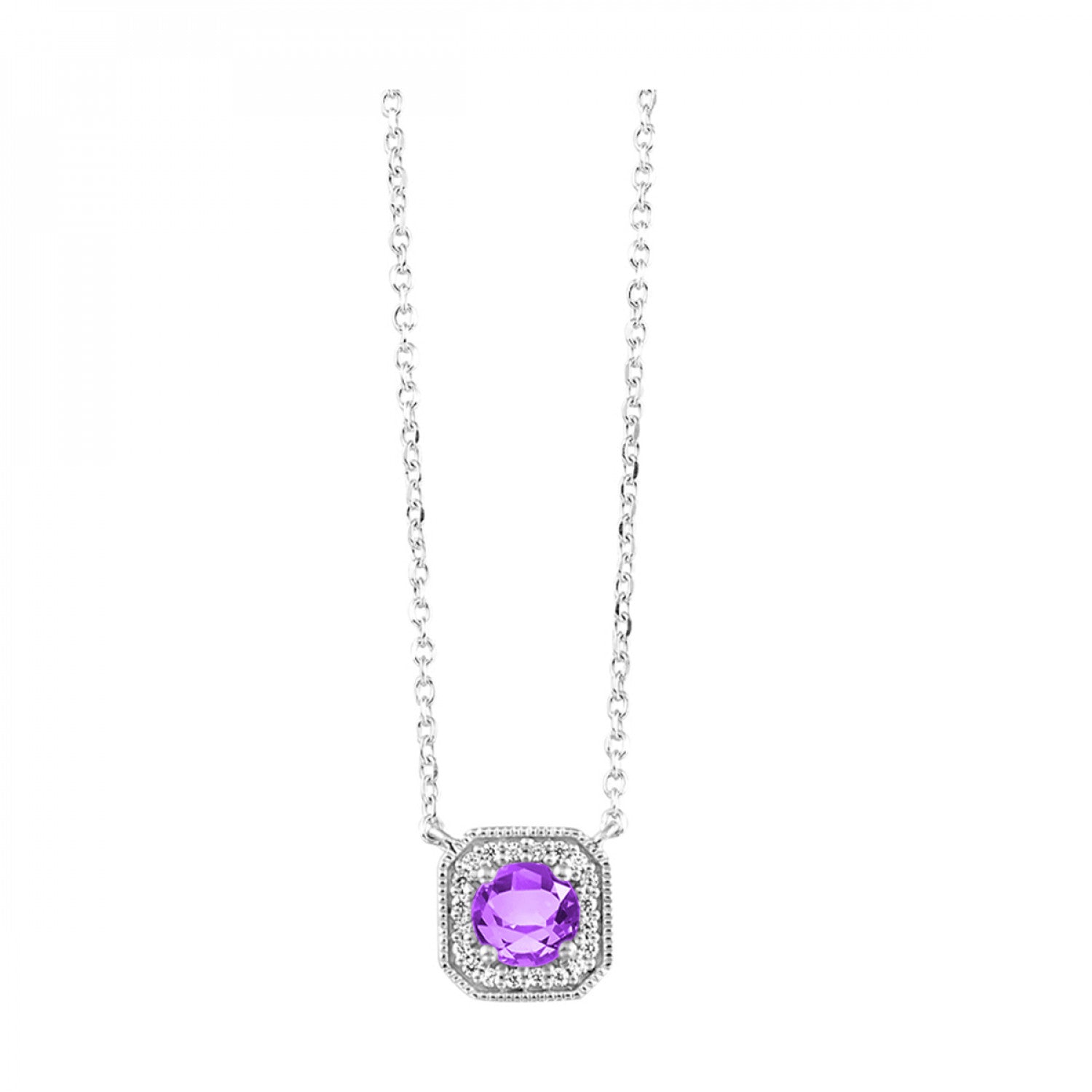 10K White Gold Amethyst Pendant