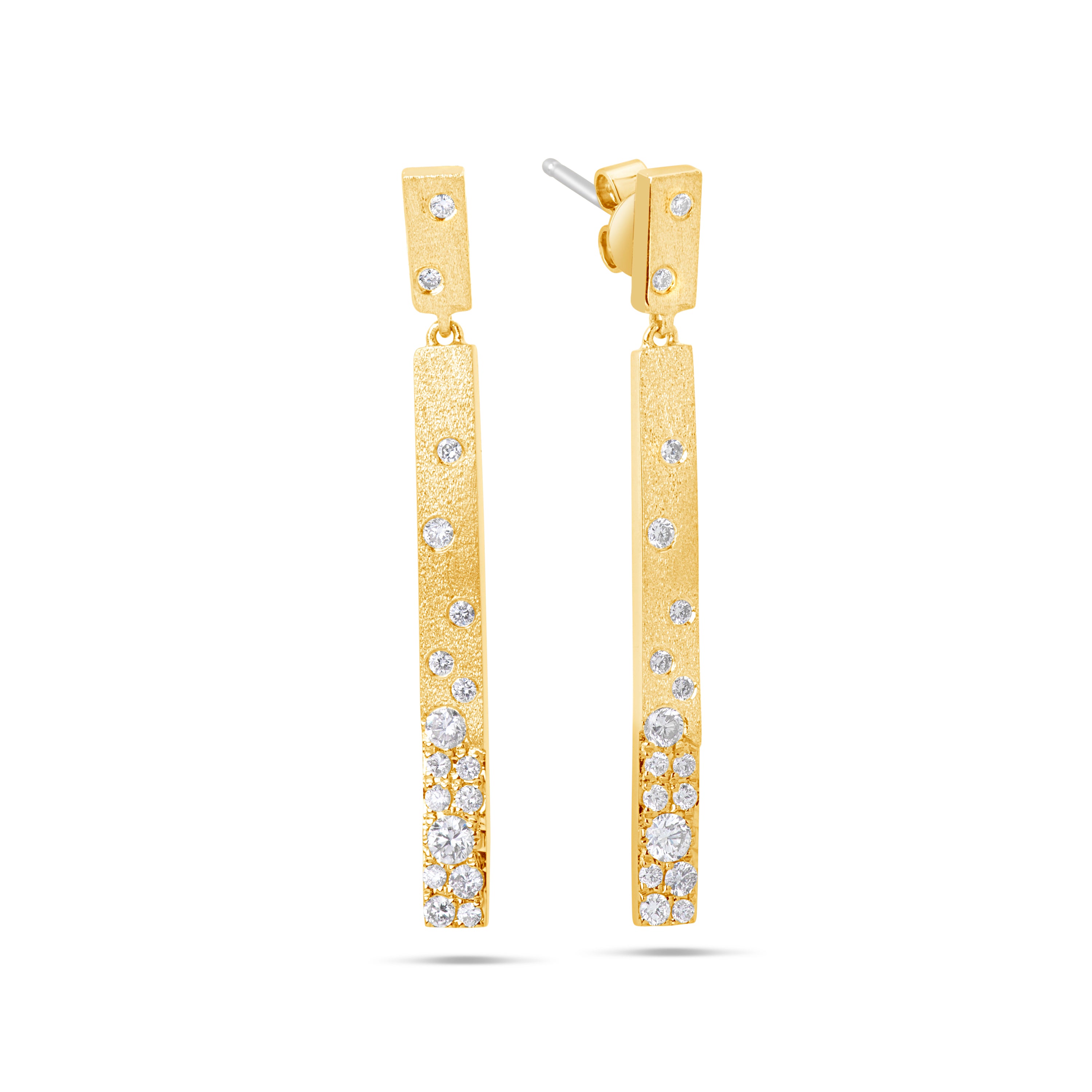 14K Yellow Gold Dangle Diamond Earrings - Dilamani