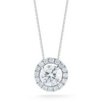 14k White Gold Halo Lakeshore Diamond Pendant