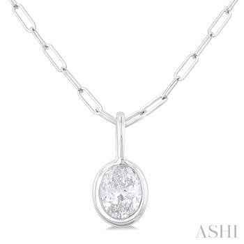 14k White Gold Bezel Diamond Pendant