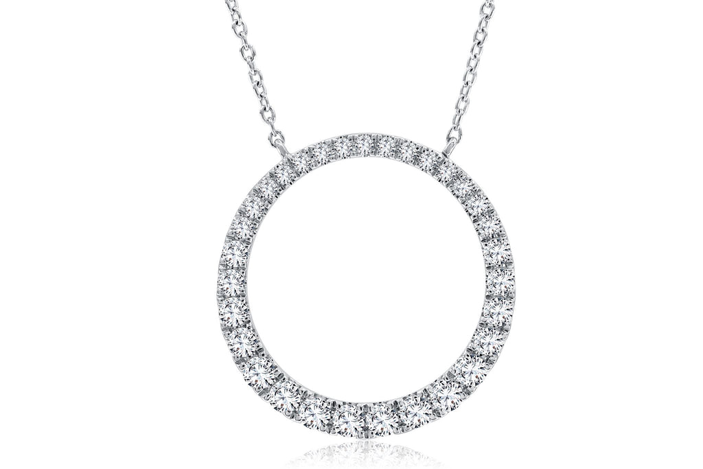 18k White Gold Circle Diamond Pendant