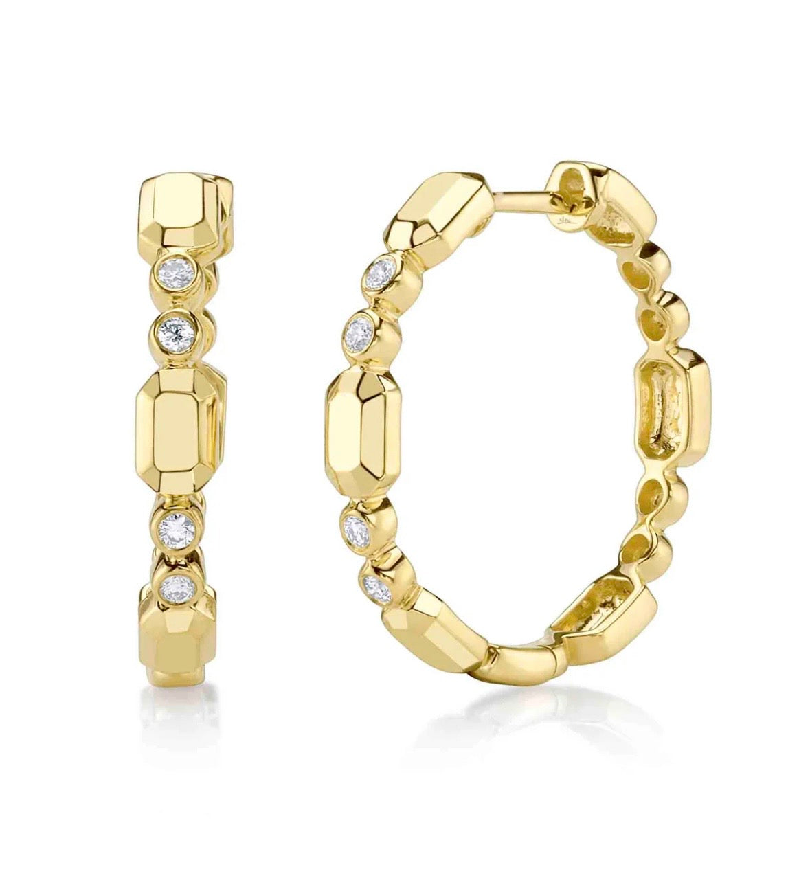 14 Karat Huggie Diamond Earrings