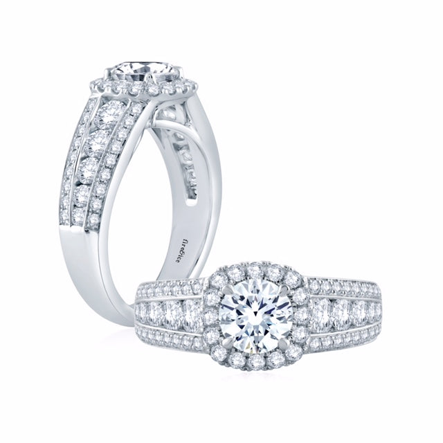 18k White Gold Modern Round Diamond Engagement Ring