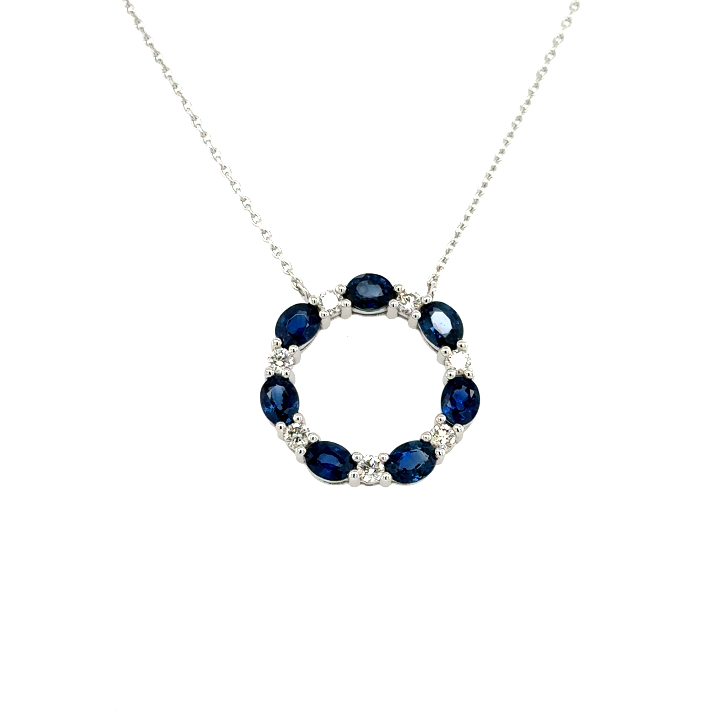 14k White Gold Sapphires Pendant