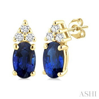 10 Karat Sapphires Button Earrings
