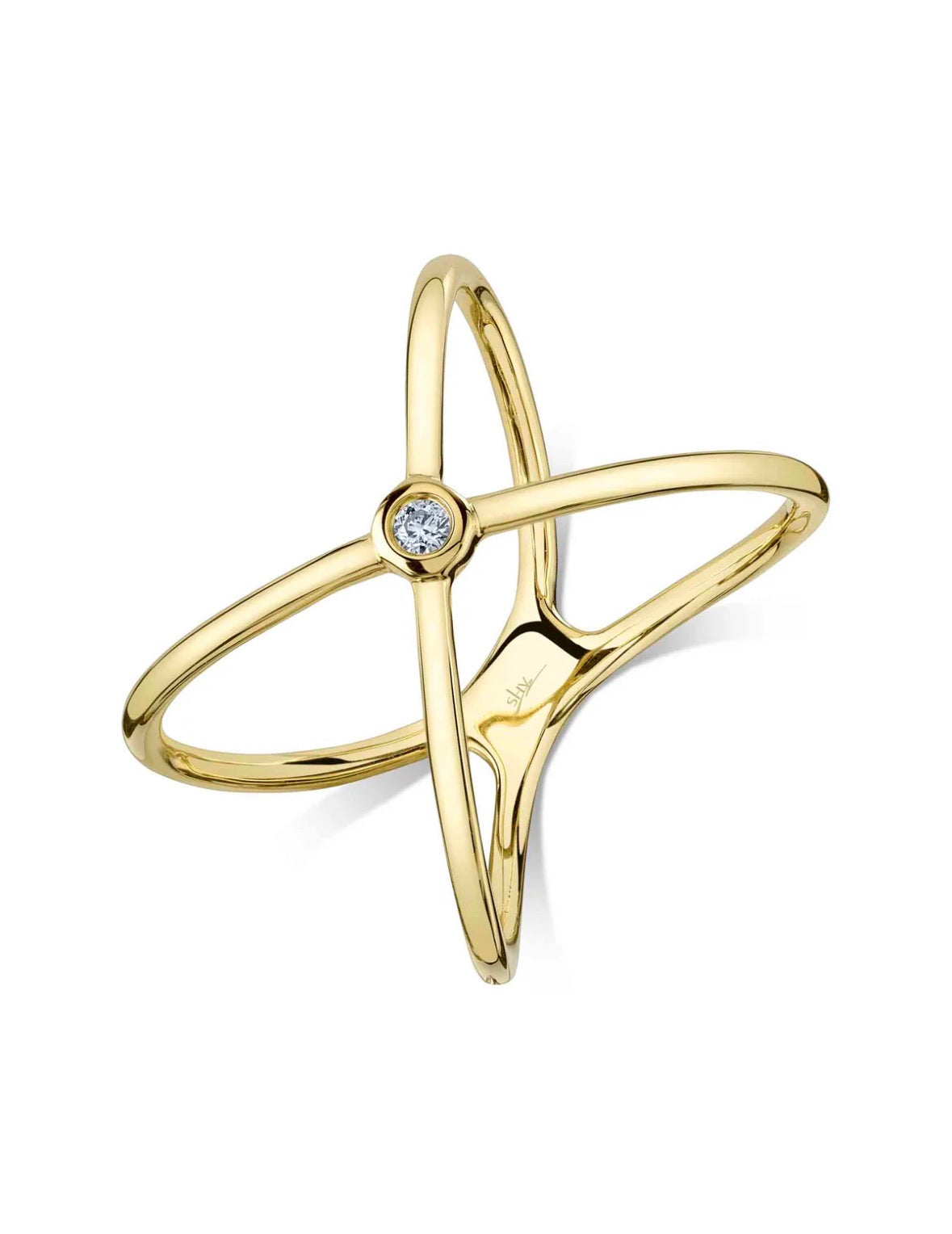 14K Yellow Gold X Diamond Fashion Ring