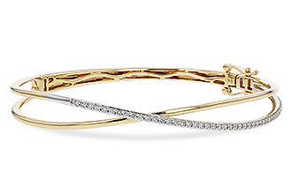 14K Yellow And White Gold Diamond Bangle Bracelet