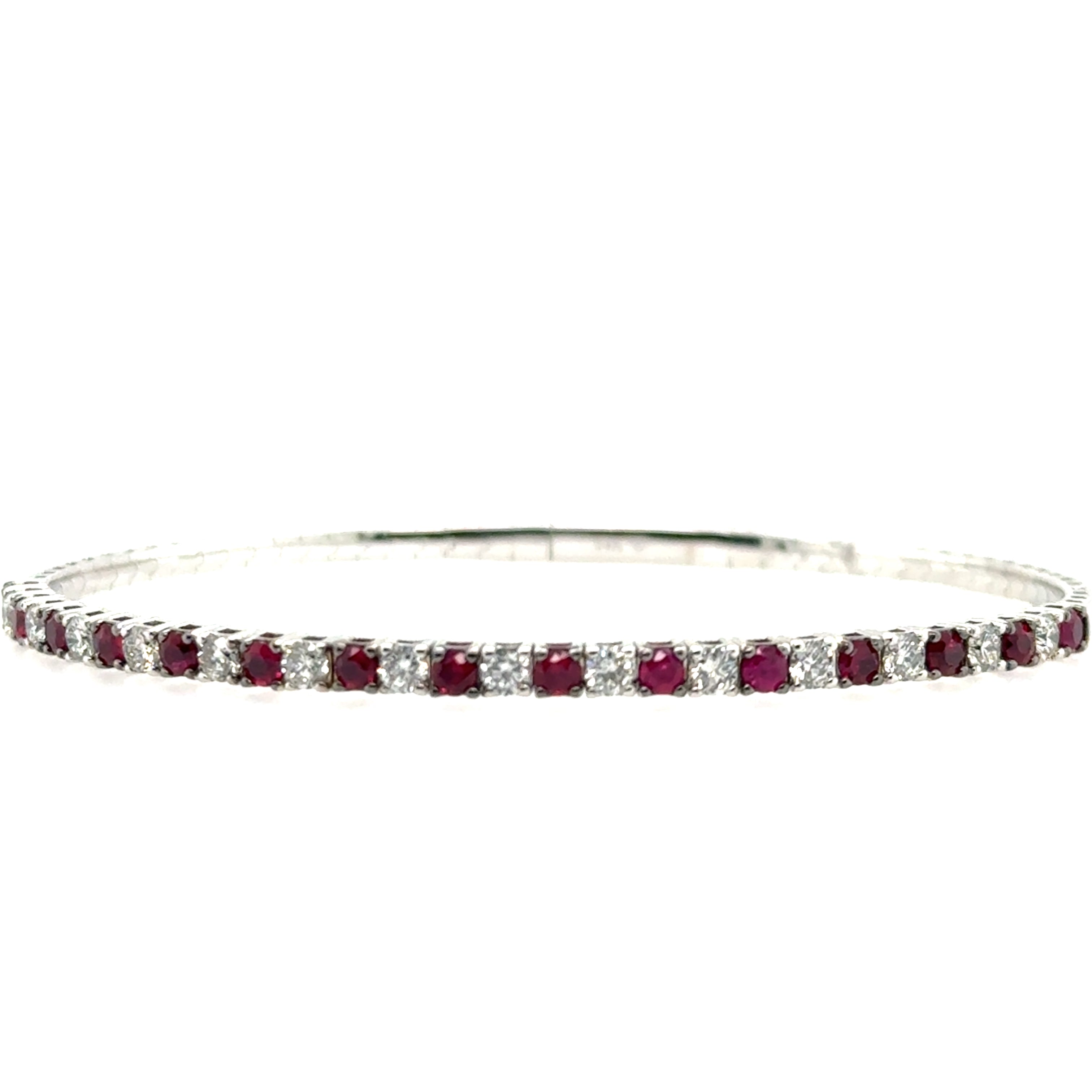 14k White Gold Rubies Bracelet