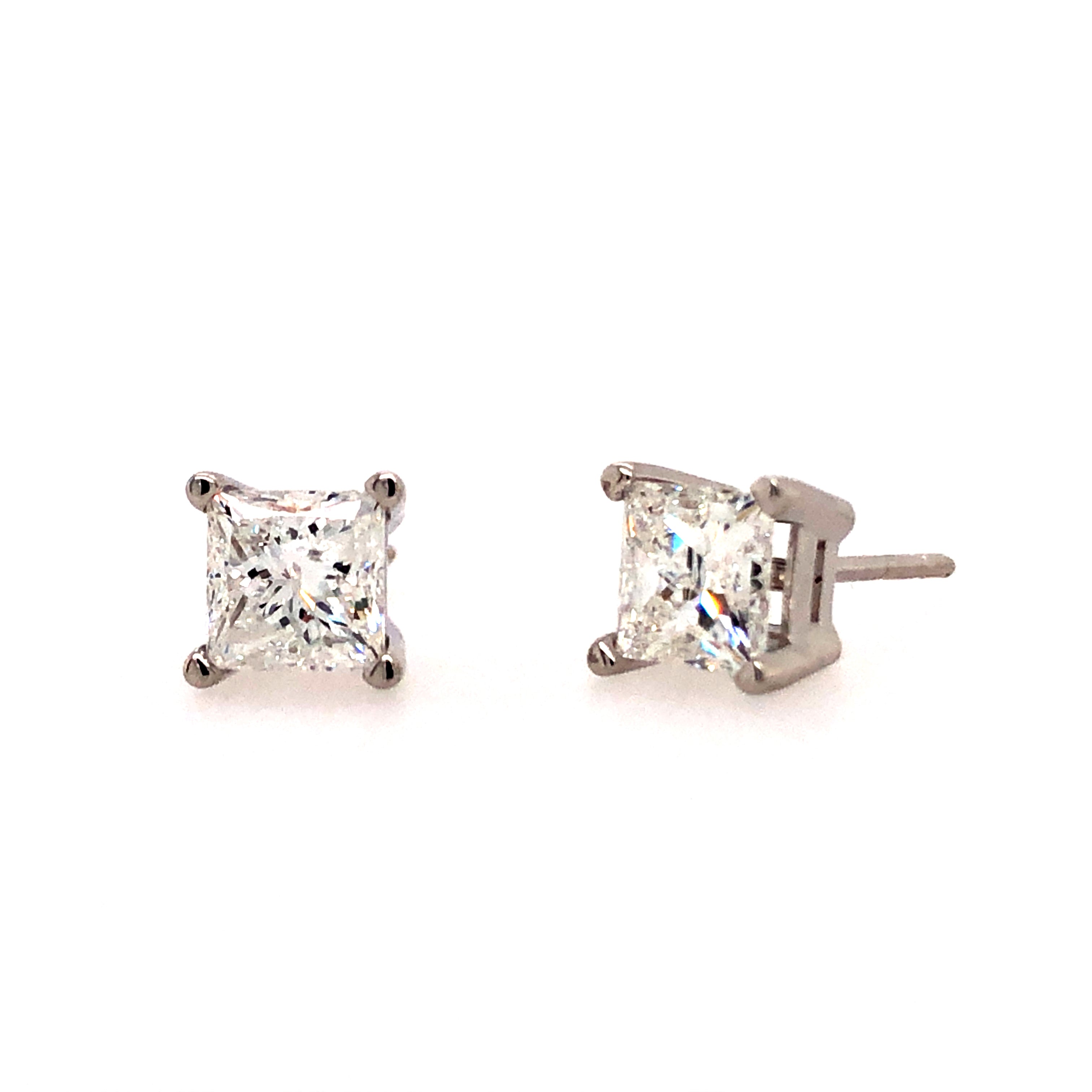 14k White Gold Diamond Stud Earrings - Paramount Gems