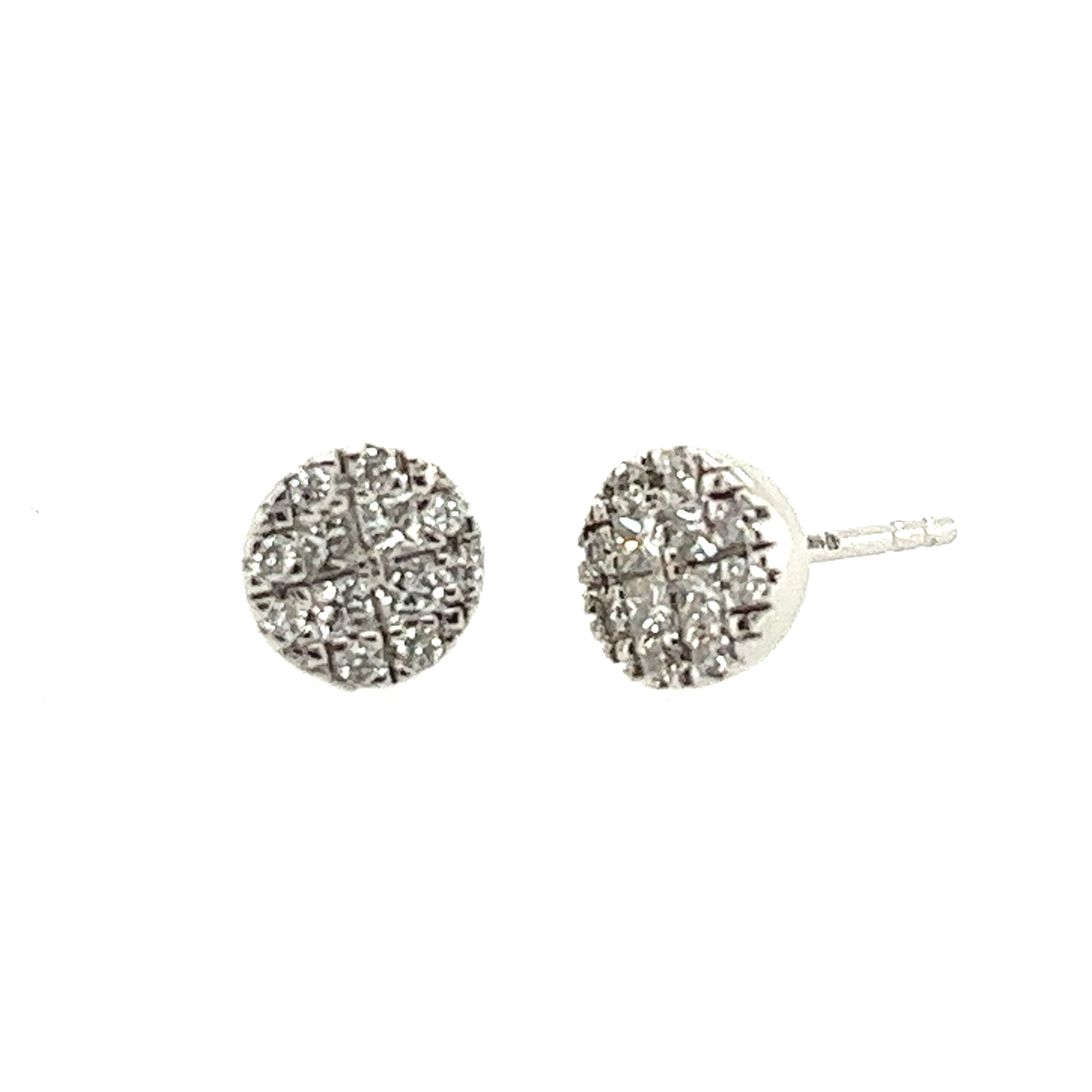 14k White Gold Button Earrings