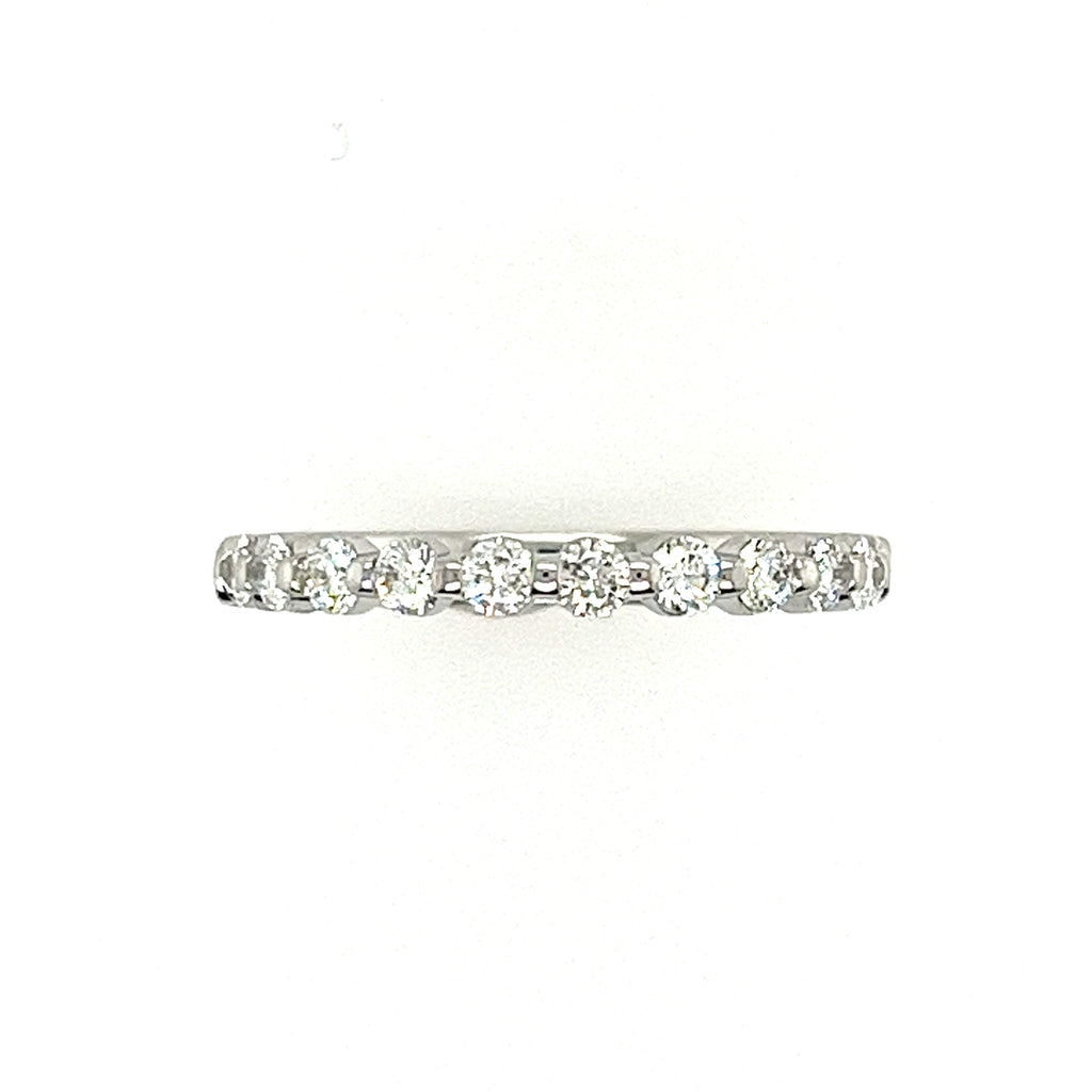 14k White Gold Shared Prong Diamond Wedding Band