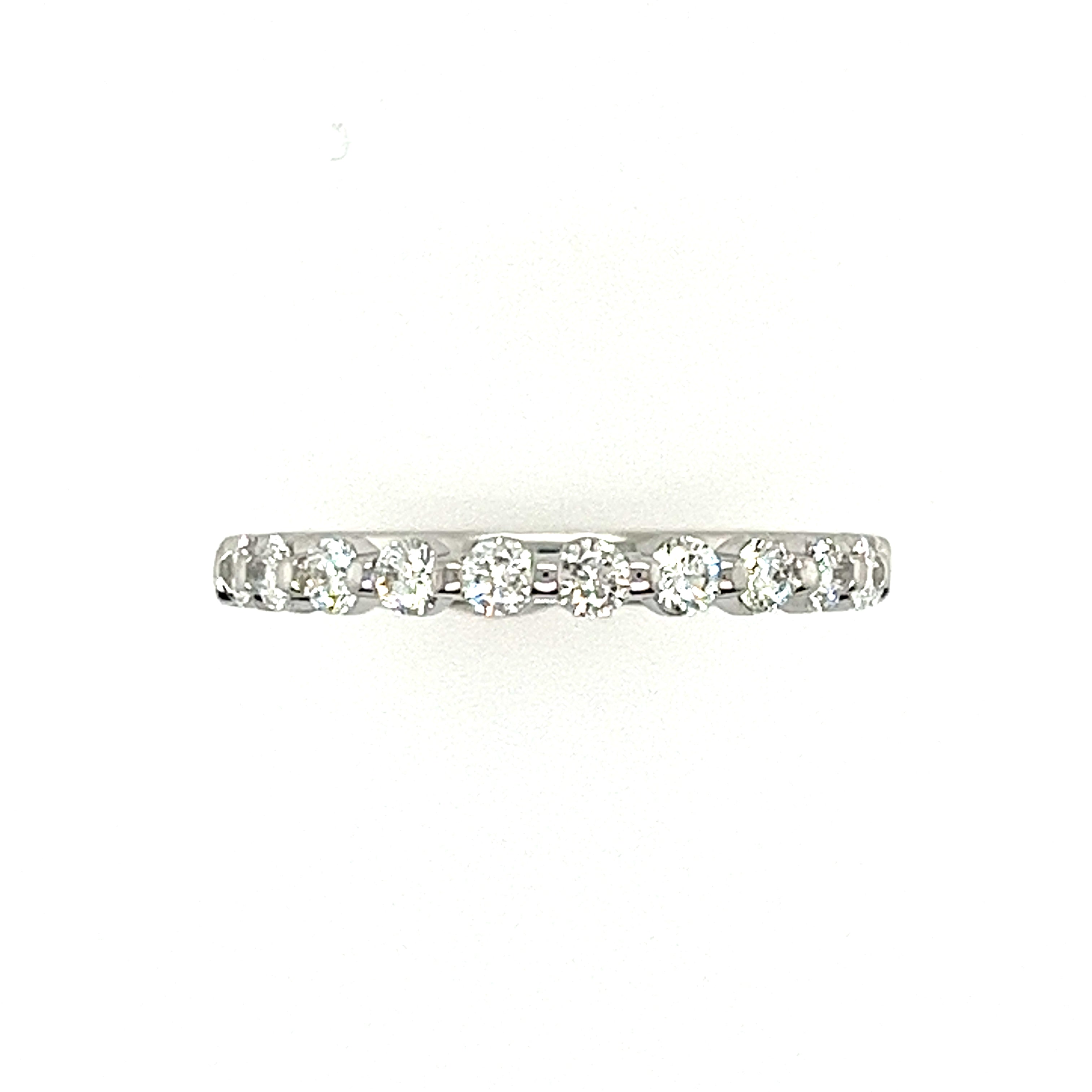 14k White Gold Shared Prong Diamond Wedding Band