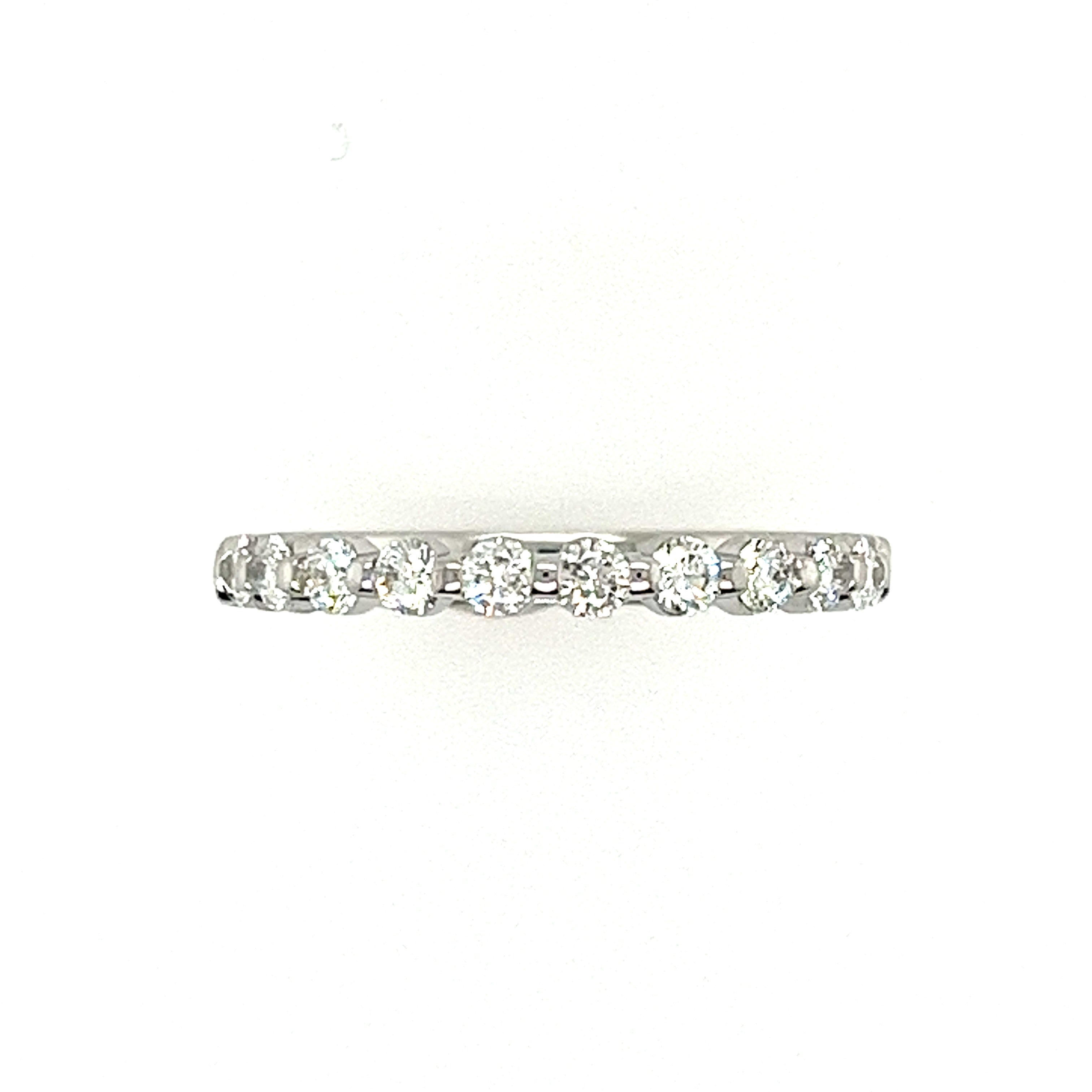14k White Gold Shared Prong Diamond Wedding Band