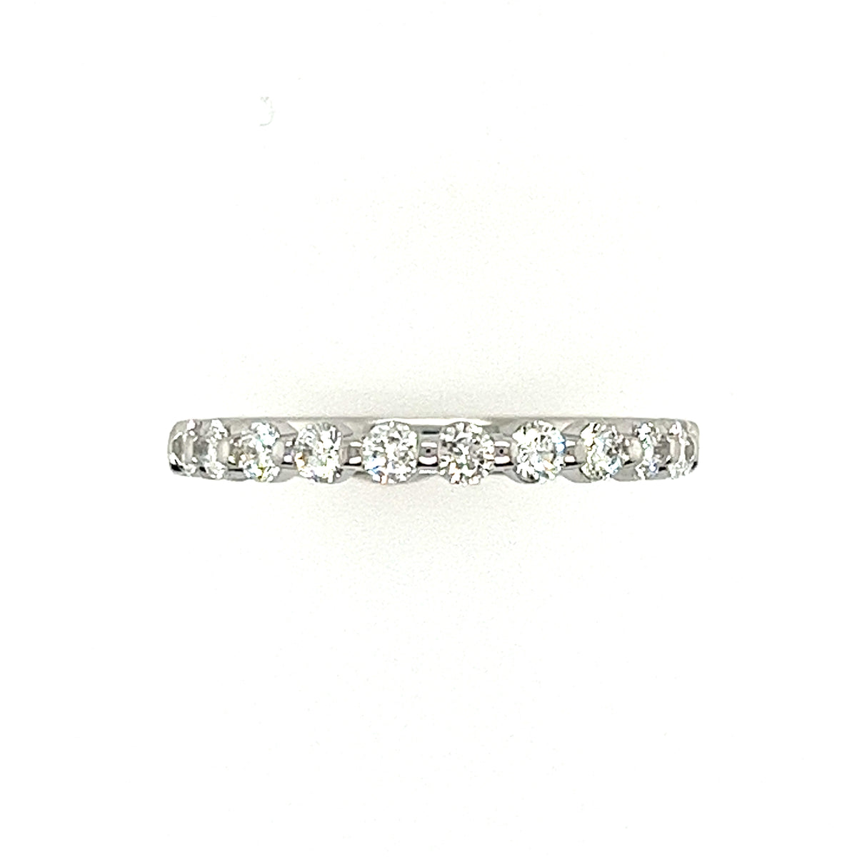 14k White Gold Shared Prong Diamond Wedding Band - Just Perfect