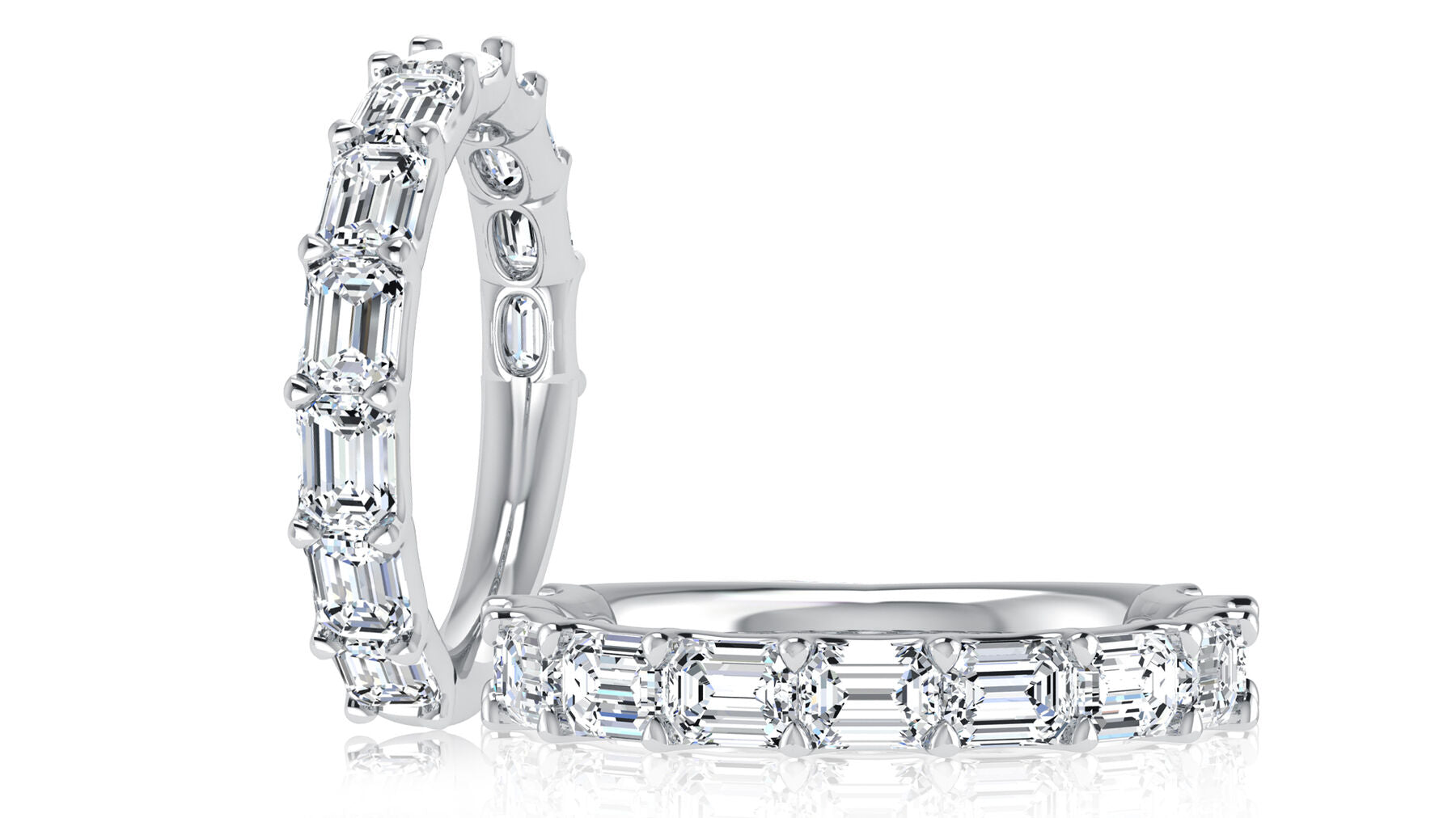 14k White Gold Shared Prong Diamond Wedding Band
