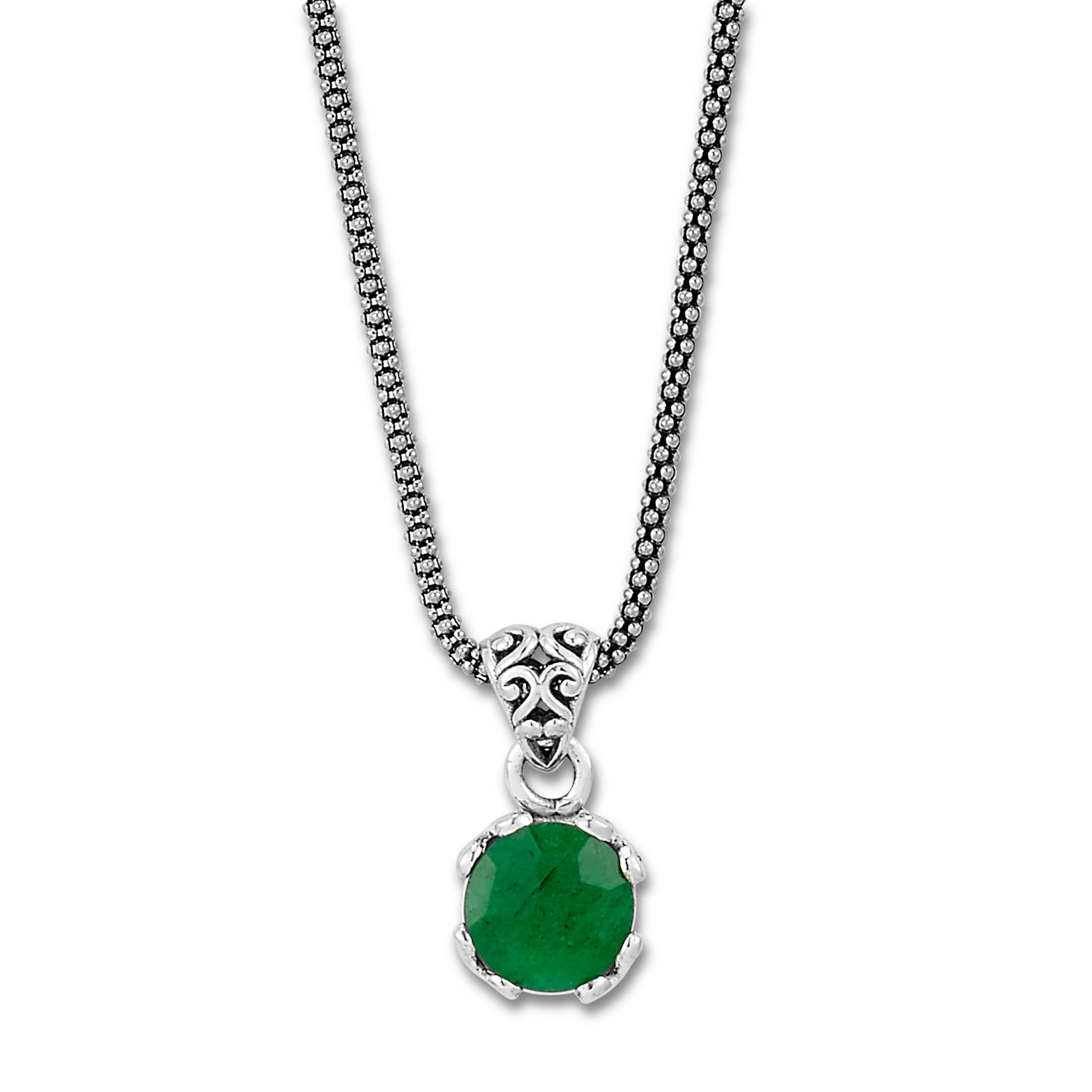 Sterling Silver Emerald Pendant